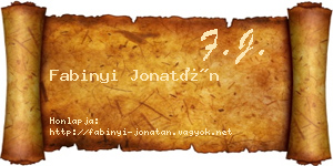 Fabinyi Jonatán névjegykártya